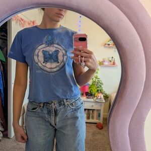 Blue Butterfly Y2K Graphic Tshirt Size Small